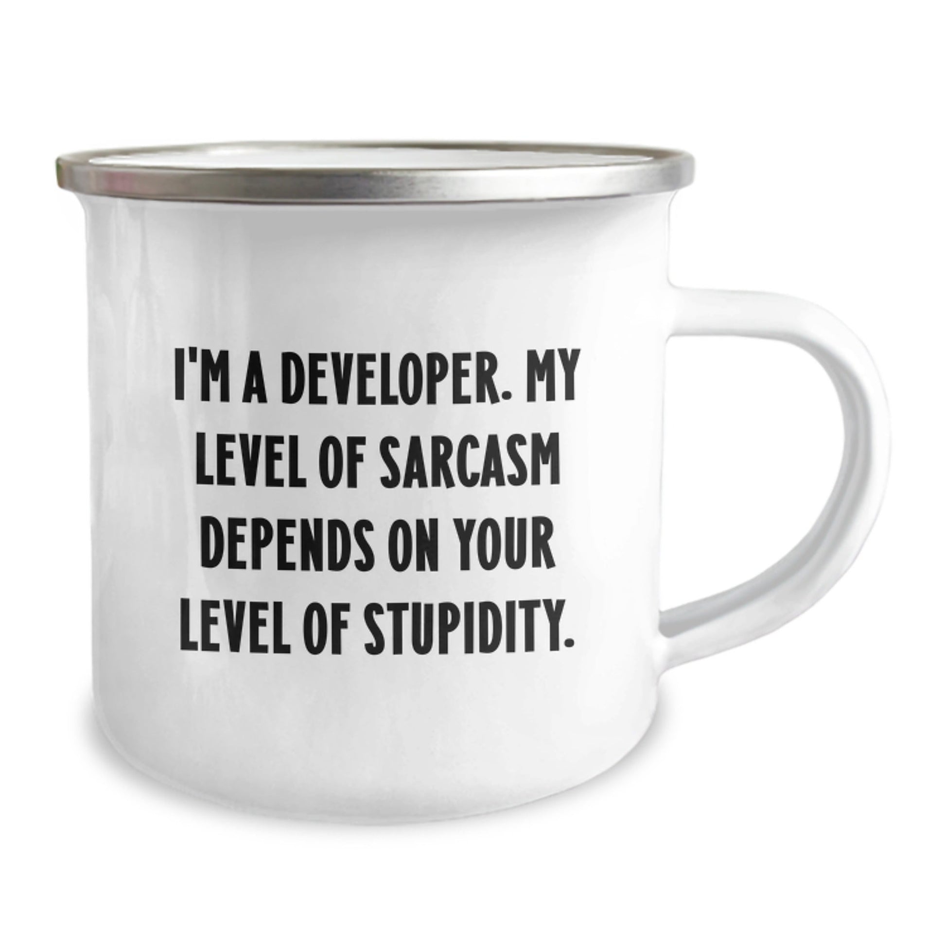 Funny Developer Gifts, Christmas Unique Mugs for Men from Friends, Developer Sarcasm Humor Camping Mug with Enamel Finish - The Buy Boom