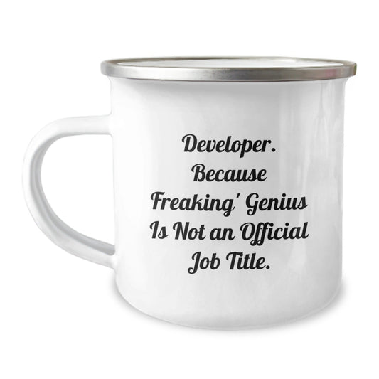 Funny Developer Gifts for Him, 'Developer. Because Freaking genius Is Not An Official Job Title.' Camping Mug, Unique Christmas Unique Gifts from Friends, Coworkers, Family - The Buy Boom