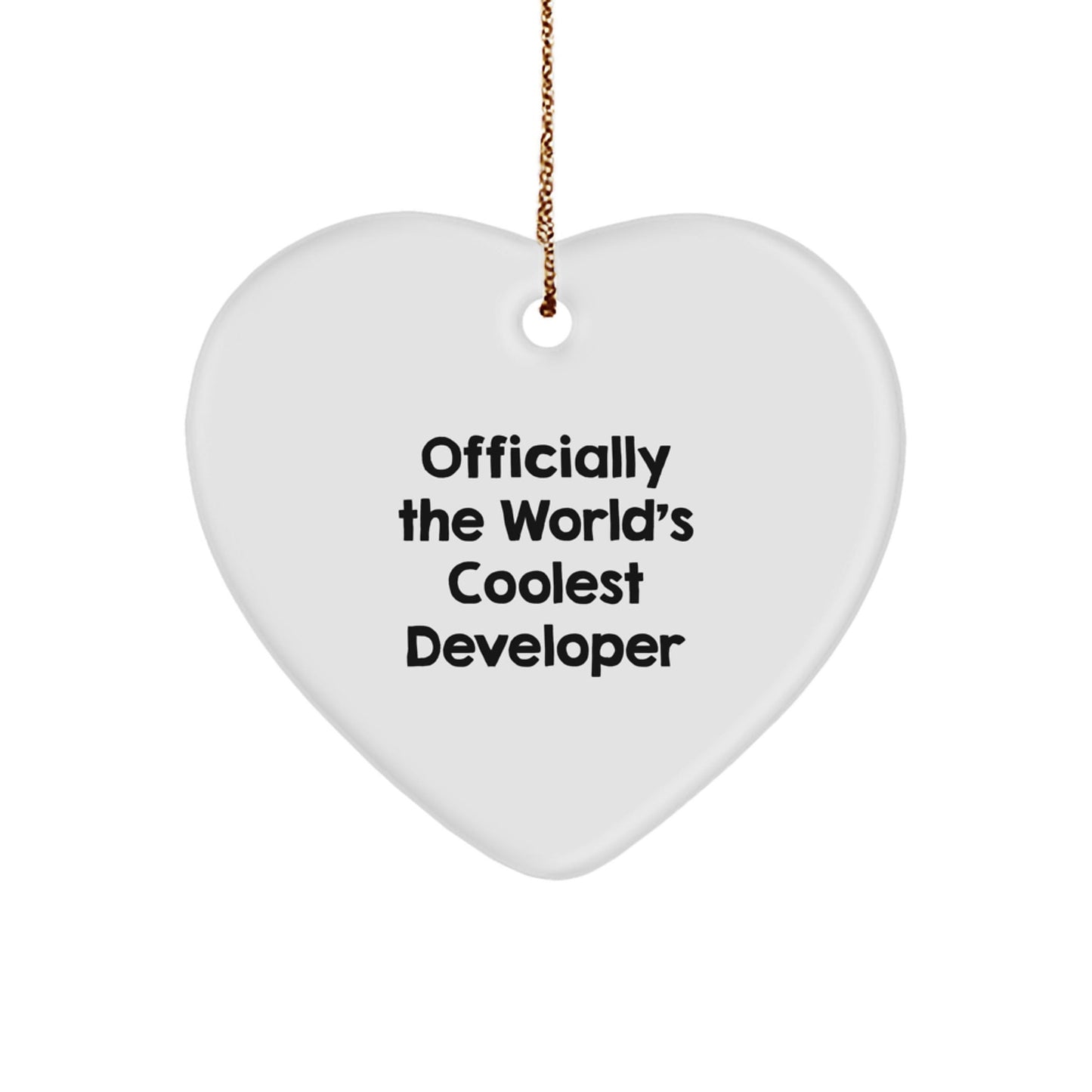 Funny Developer Gifts for Him from Friends, 'Officially The World's Coolest Developer' Heart Ornament, Christmas Unique Gifts for Men - The Buy Boom