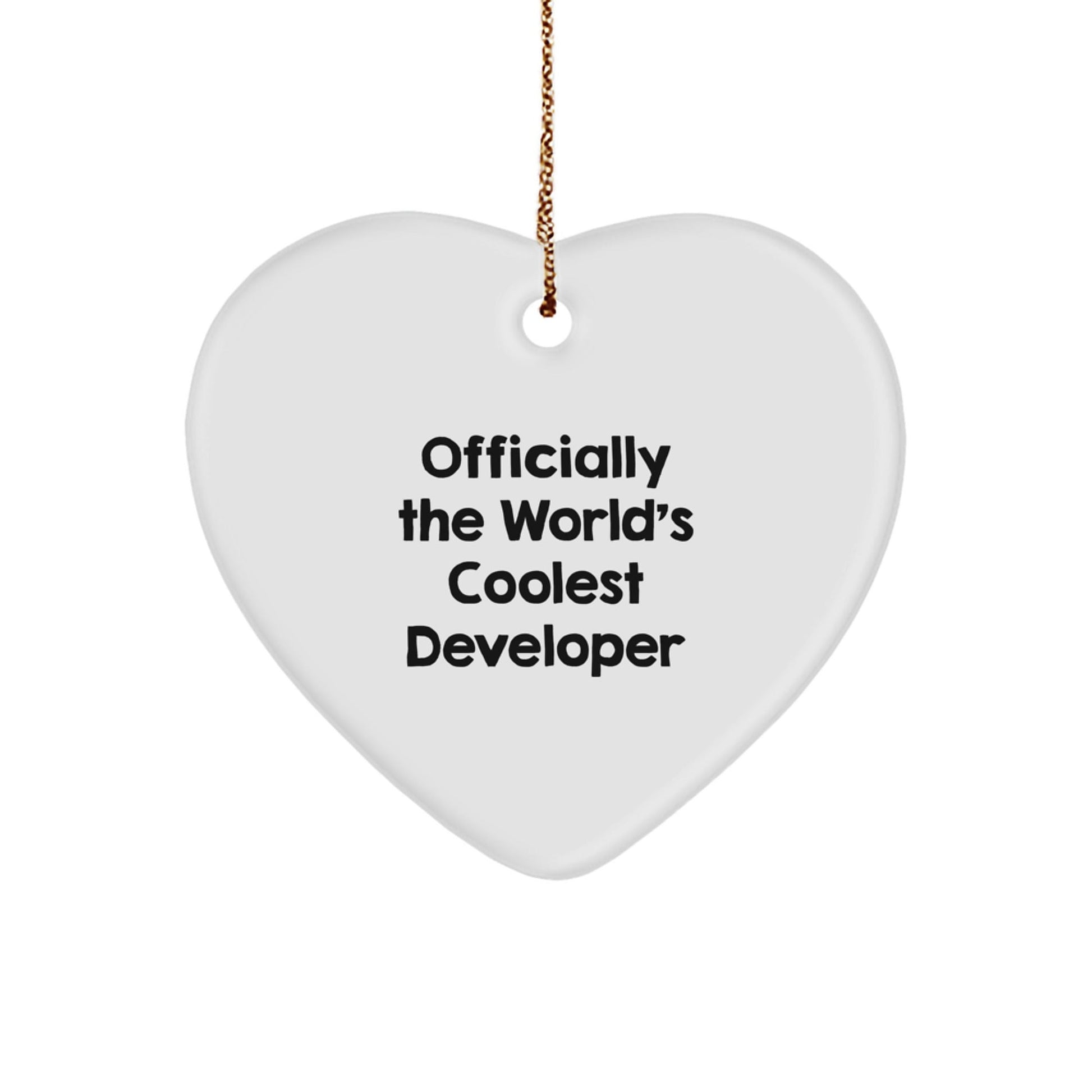Funny Developer Gifts for Him from Friends, 'Officially The World's Coolest Developer' Heart Ornament, Christmas Unique Gifts for Men - The Buy Boom