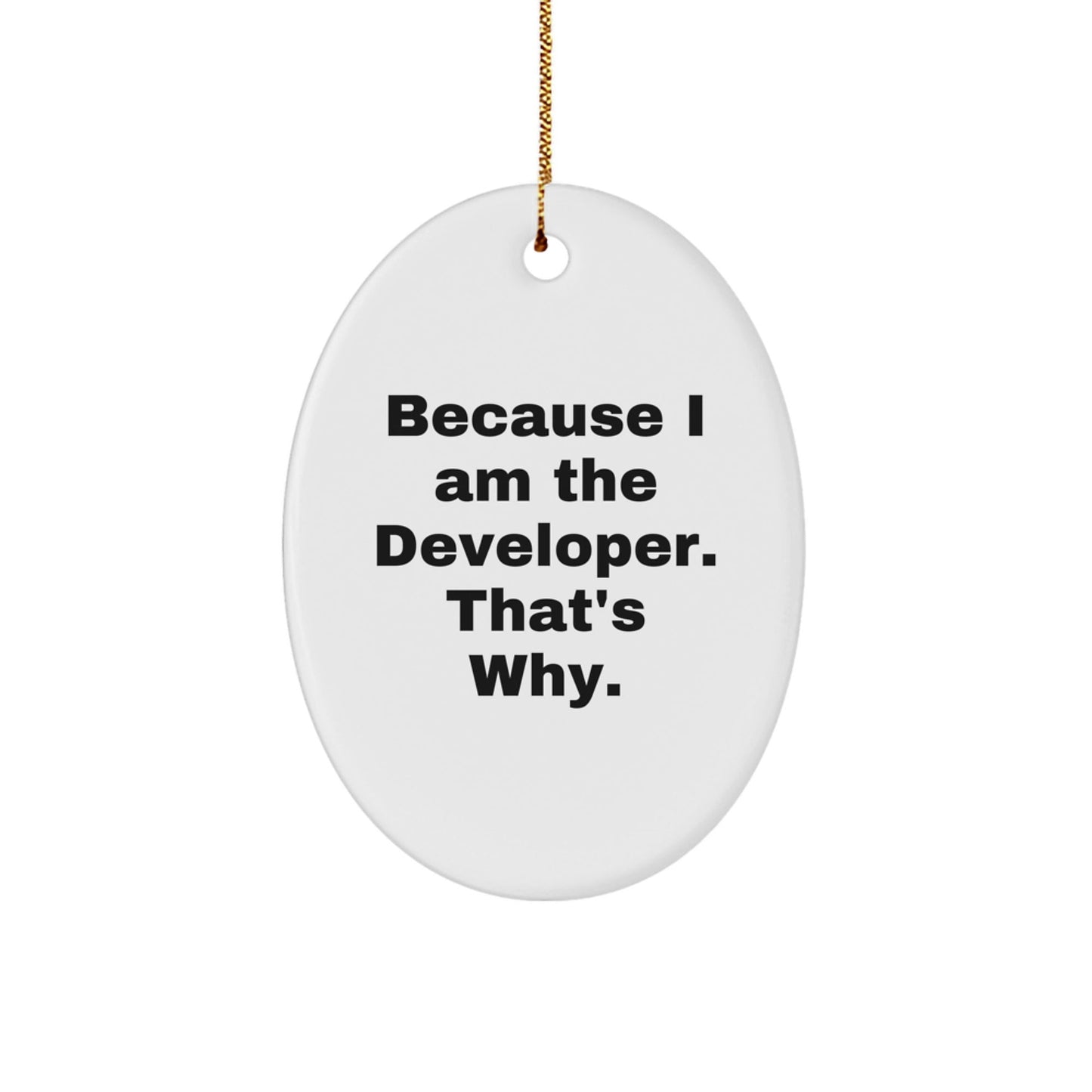 Funny Developer Gifts from Family for Men Oval Ornament Because I Am The Developer. That's Why. Christmas Unique - The Buy Boom