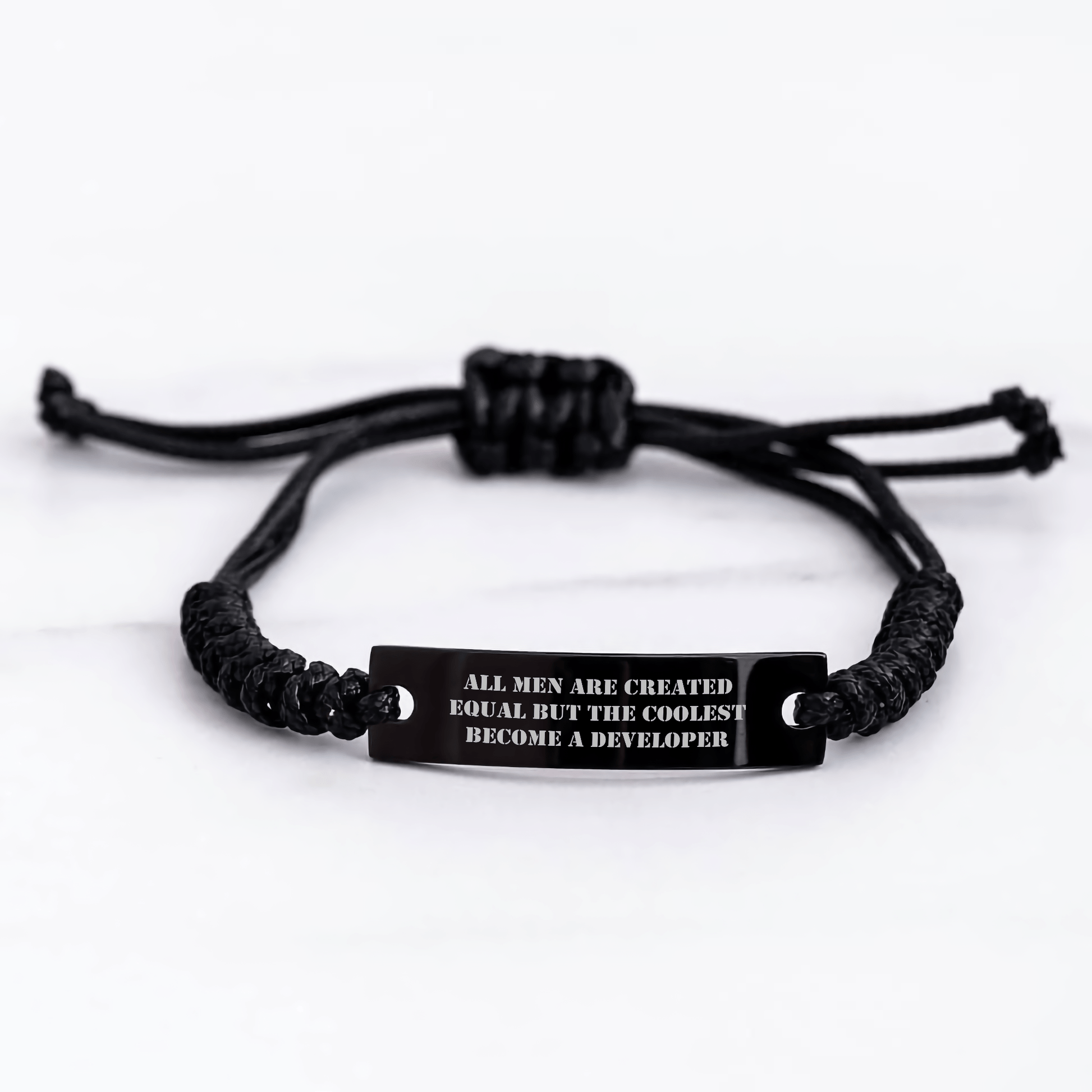 Funny Developer Gifts from Friends or Family, 'All Men Are Created Equal But The Coolest Become A Developer' Quote Rope Bracelet for Men on Father's Day - The Buy Boom