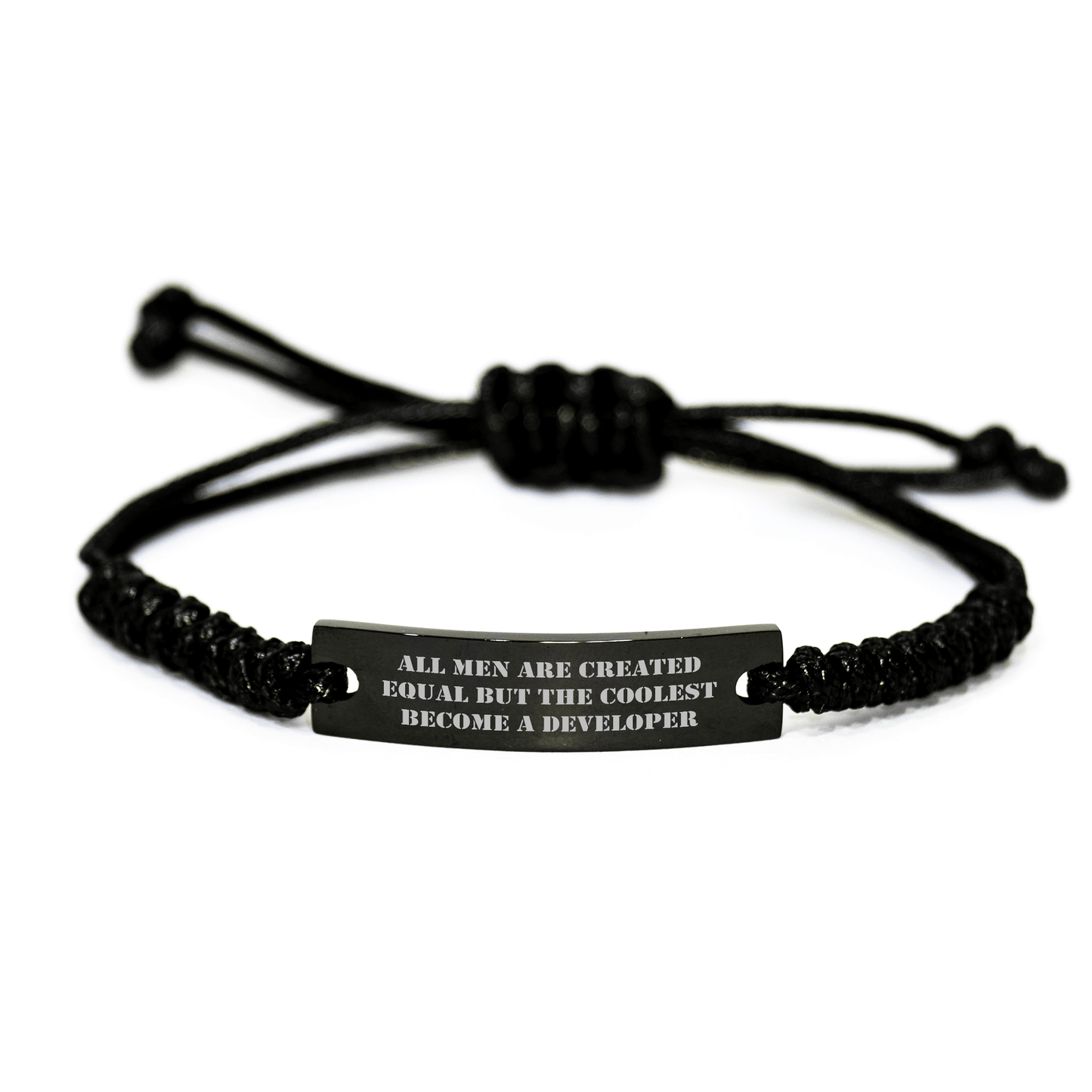 Funny Developer Gifts from Friends or Family, 'All Men Are Created Equal But The Coolest Become A Developer' Quote Rope Bracelet for Men on Father's Day - The Buy Boom