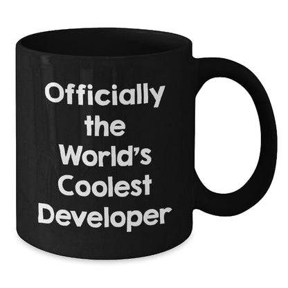 Funny Developer Gifts from Friends to Graduating Coolest Developer, 'Officially The World's Coolest Developer' Quote on Black Coffee Mug, Perfect for Men or Women, Gifts for Developer - The Buy Boom