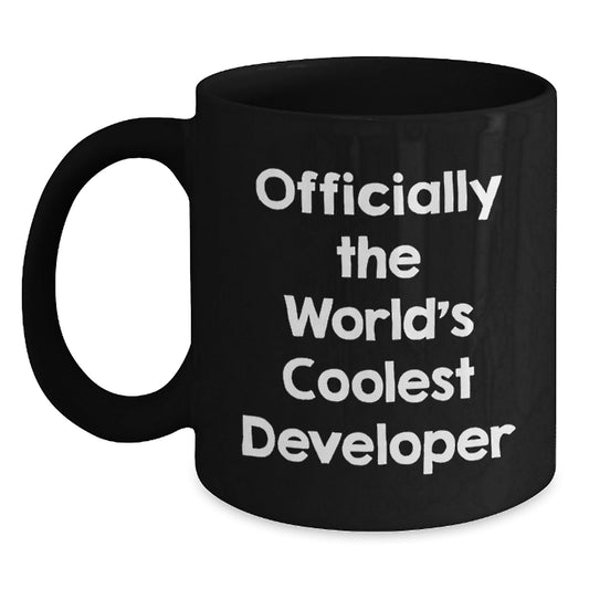 Funny Developer Gifts from Friends to Graduating Coolest Developer, 'Officially The World's Coolest Developer' Quote on Black Coffee Mug, Perfect for Men or Women, Gifts for Developer - The Buy Boom