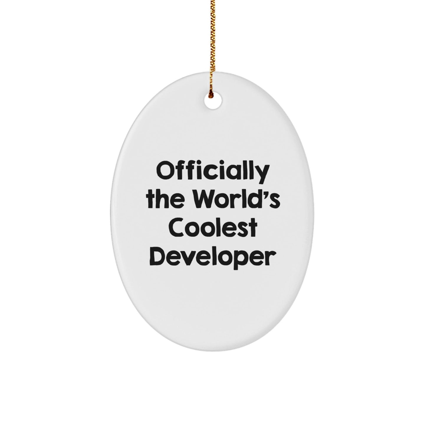 Funny Developer Gifts, Oval Ornament Quote 'Officially The World's Coolest', Gifts from Men to Colleagues, Unique Christmas Unique Gifts for Developer - The Buy Boom