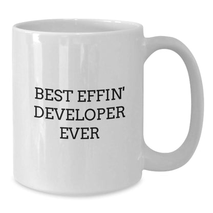Funny Developer Mug Gifts from Men to Friends, White Coffee Mug Best Effin' Developer Ever, Christmas Unique Presents for Developer Coworkers - The Buy Boom