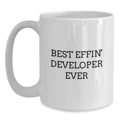 Funny Developer Mug Gifts from Men to Friends, White Coffee Mug Best Effin' Developer Ever, Christmas Unique Presents for Developer Coworkers - The Buy Boom