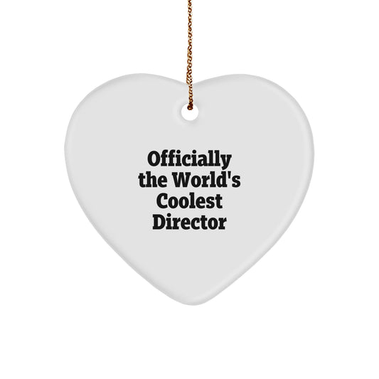 Funny Director Gifts from Friends - 'Officially The World's Coolest Director' Heart Ornament for Christmas - The Buy Boom