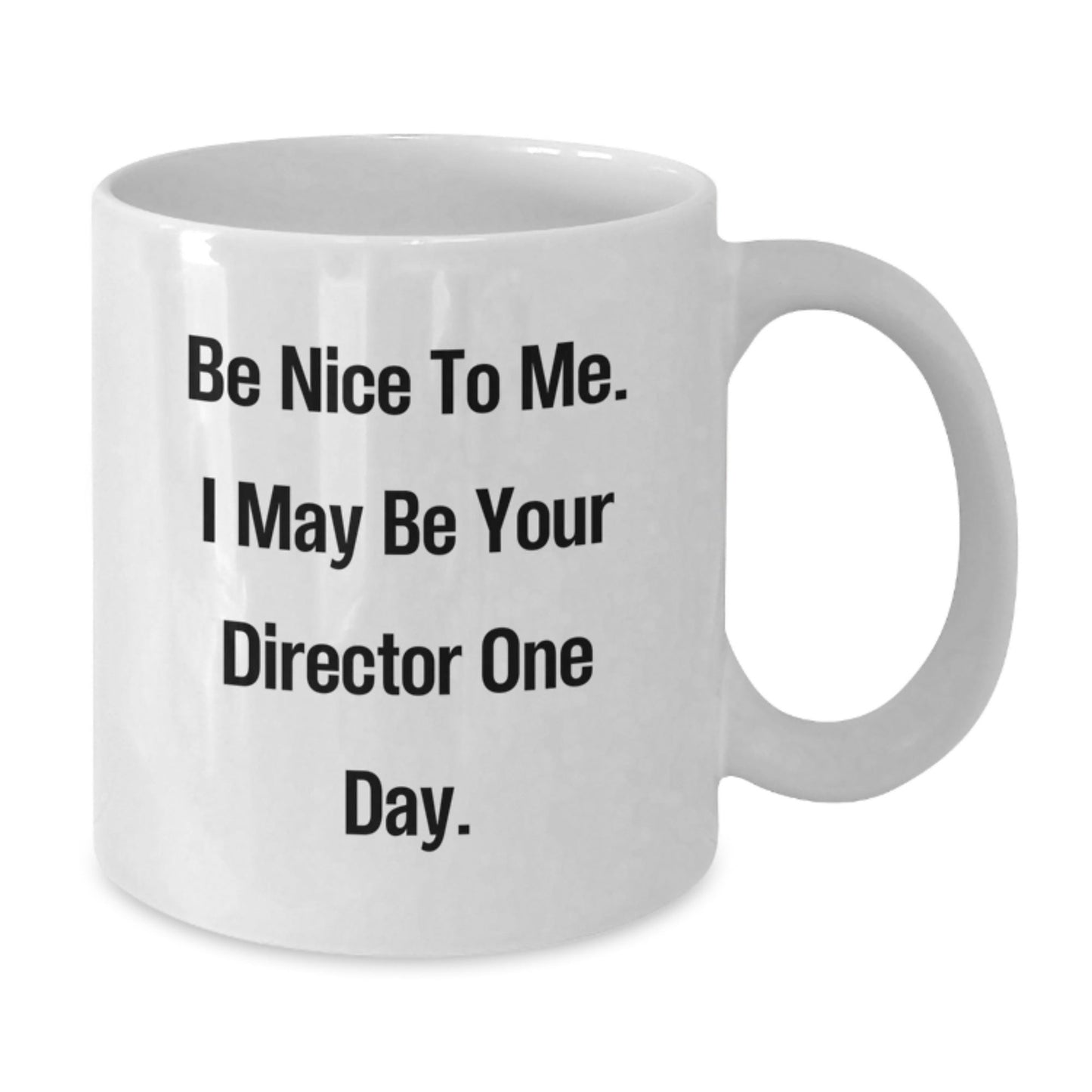 Funny Director White Coffee Mug Gifts for Him from Friends on Birthday - 'Be Nice To Me. I May Be Your Director One Day.' - The Buy Boom