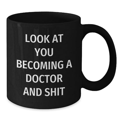 Funny Doctor Gifts for Him, Black Coffee Mug with Inspirational Quote about Becoming a Doctor, Christmas Unique Ideas for Men or Women - The Buy Boom