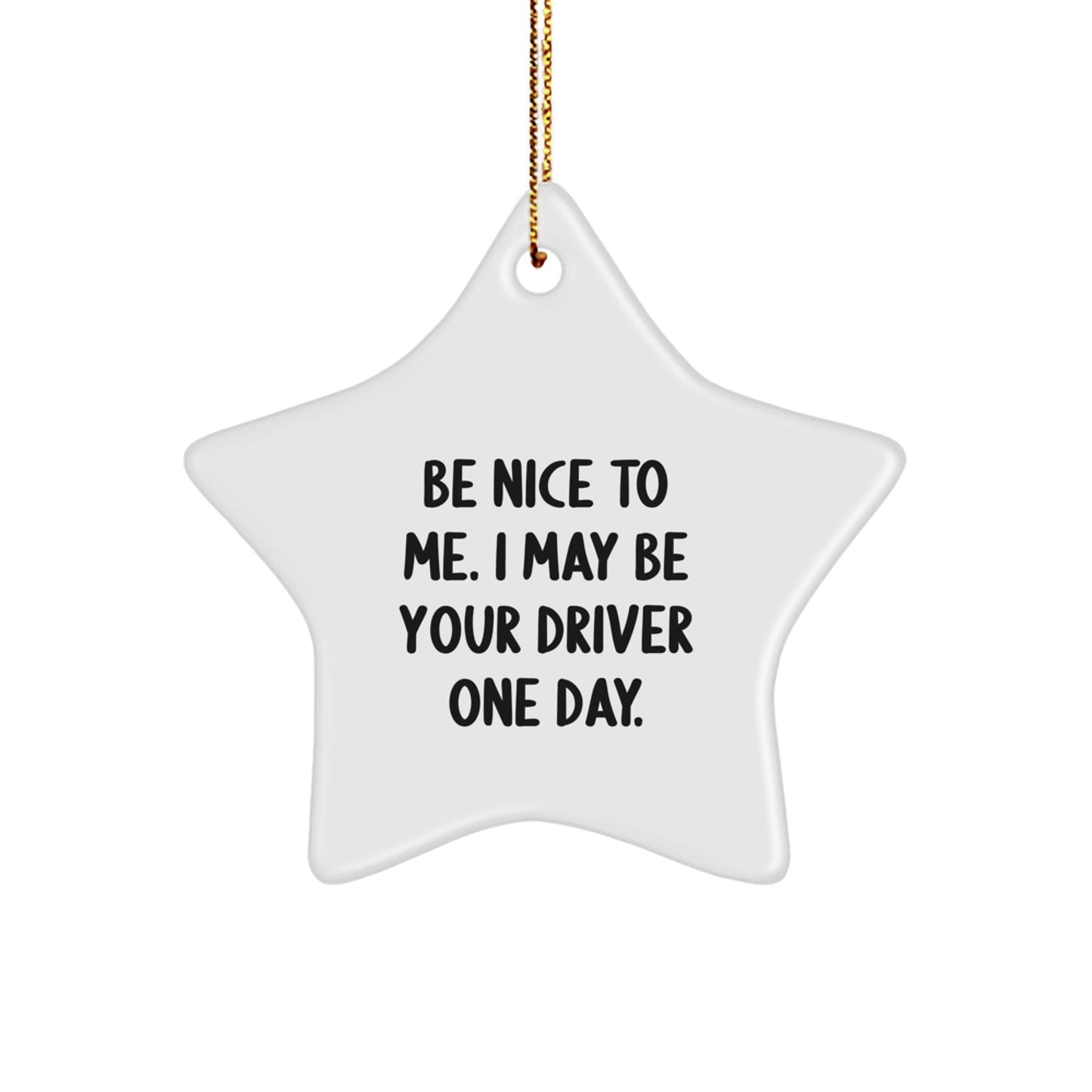 Funny Driver Gifts, Be Nice To Me. I May Be Your Driver One Day. Star Ornament for Christmas, Gifts from Friends to Driver - The Buy Boom