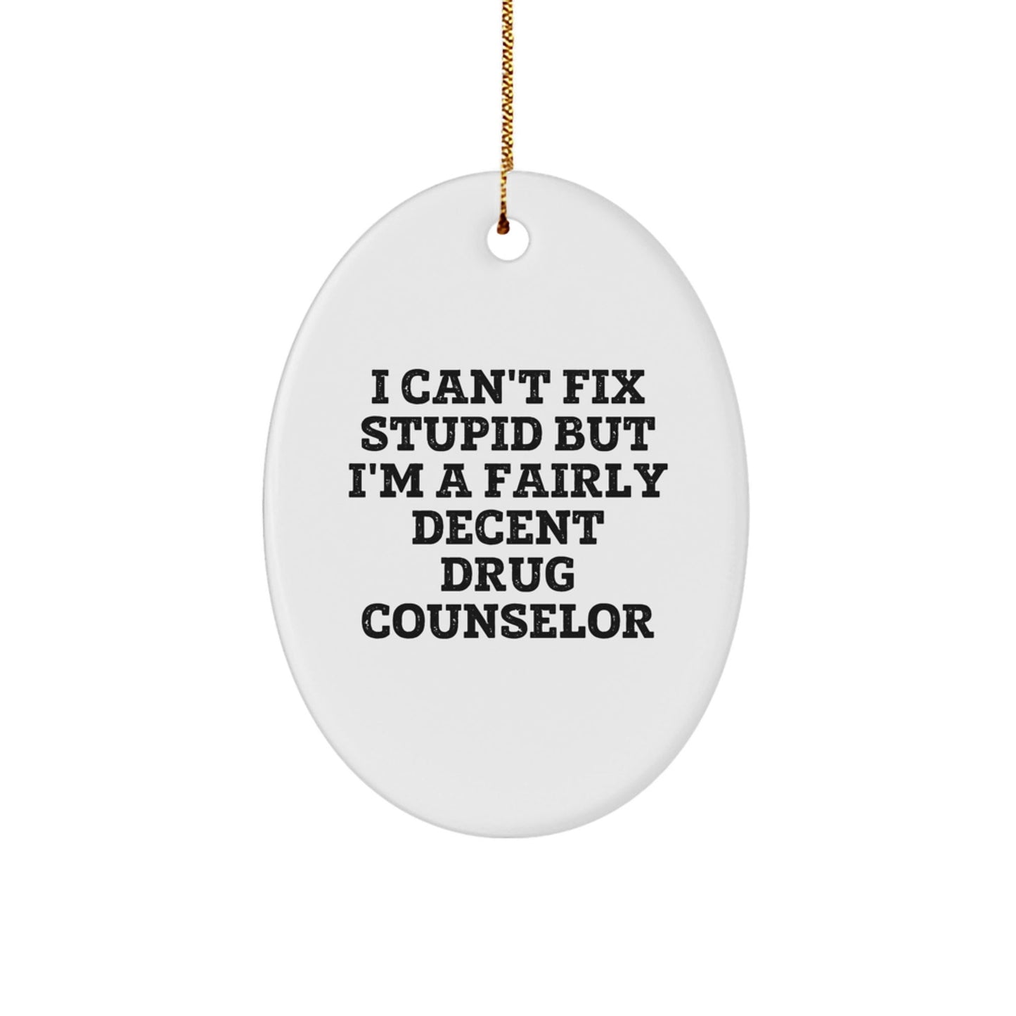 Funny Drug Counselor Gifts from Friends for Drug Counselor Men - Oval Ornament I Can't Fix Stupid But I'm A Fairly Decent - Christmas Unique Decoration - The Buy Boom
