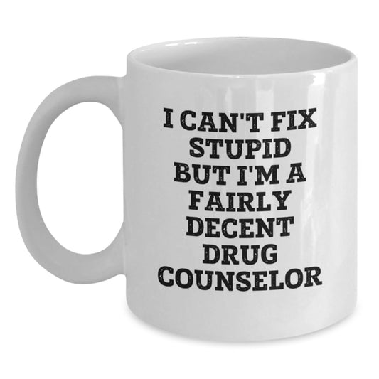Funny Drug Counselor Gifts from Men to Coworkers, White Coffee Mug for Christmas Unique Presents - The Buy Boom