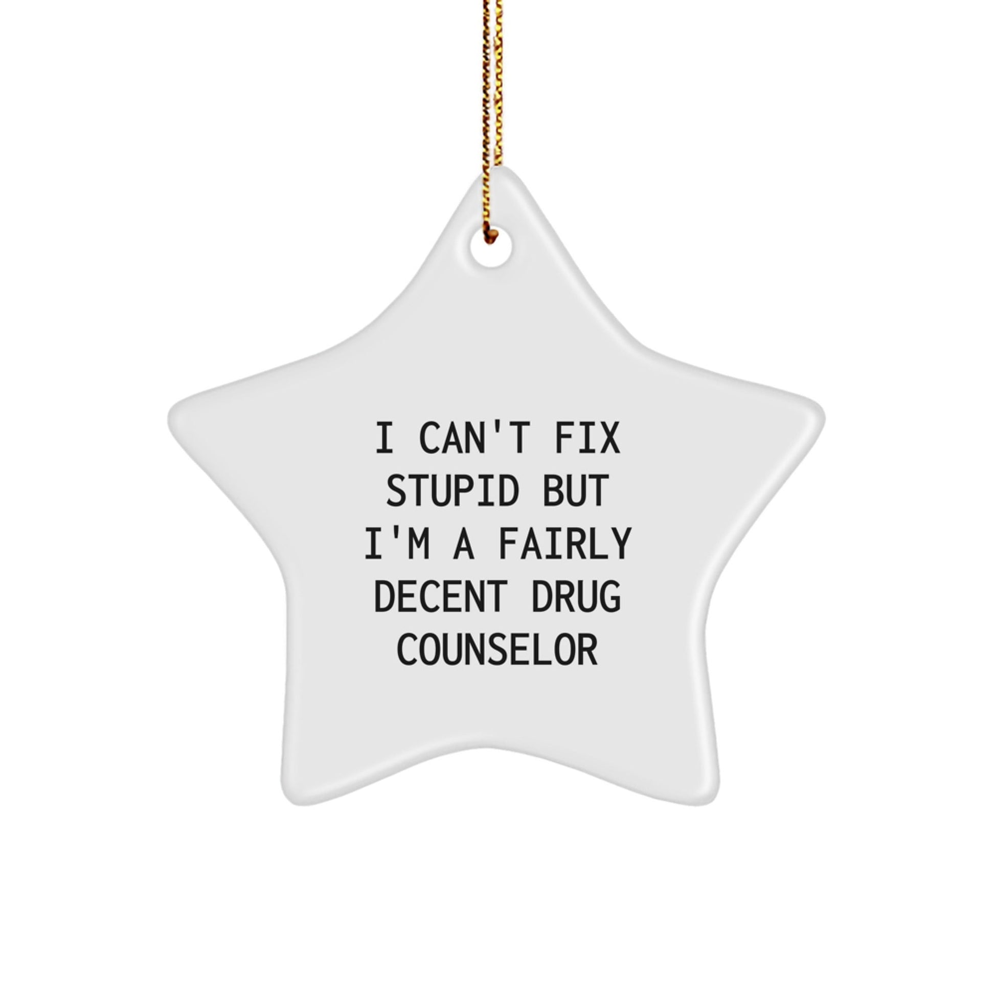 Funny Drug Counselor Gifts, I Can't Fix Stupid But I'm A Fairly Decent - Star Ornament for Christmas Unique Gifts from Friends to Family - The Buy Boom