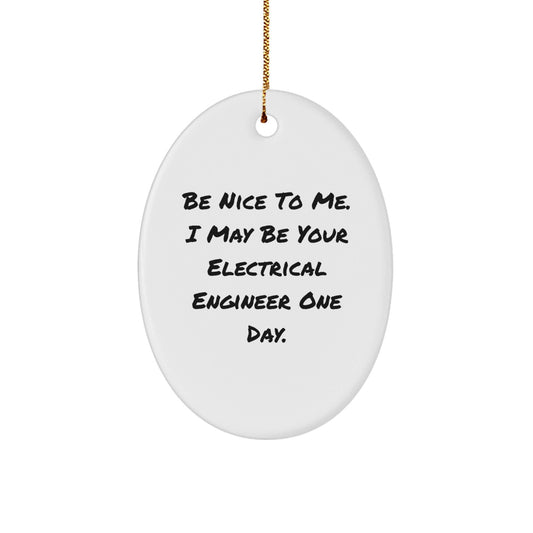 Funny Electrical Engineer Gifts for Men - Oval Ornament, Be Nice To Me One Day - Unique Christmas Memorable Presents from Friends - The Buy Boom
