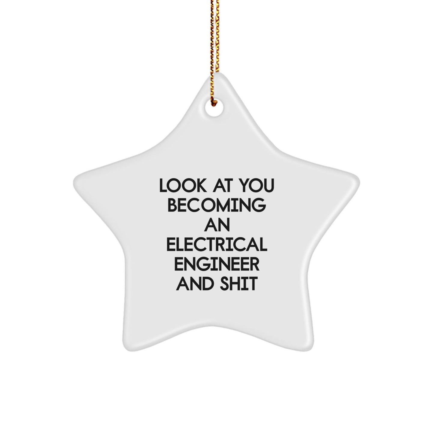Funny Electrical Engineer Gifts from Friends for Christmas Unique Star Ornament - 'Look At You Becoming An Electrical Engineer And Shit' Star Shaped Decoration - The Buy Boom