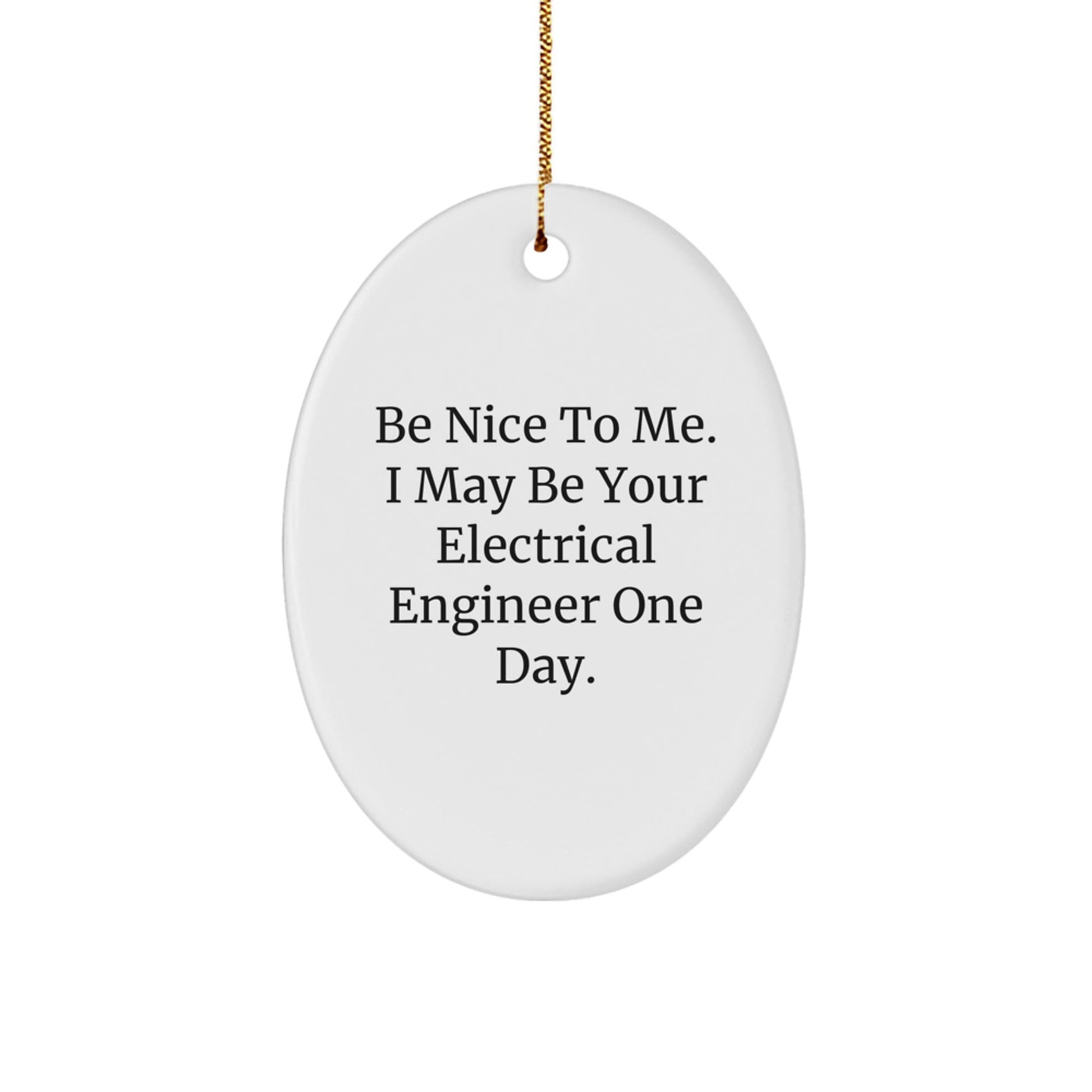 Funny Electrical Engineer Gifts from Friends, Oval Ornament for Electrical Engineer, 'Be Nice To Me. I May Be Your Electrical Engineer One Day.' Christmas Unique - The Buy Boom