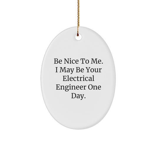 Funny Electrical Engineer Gifts from Friends, Oval Ornament for Electrical Engineer, 'Be Nice To Me. I May Be Your Electrical Engineer One Day.' Christmas Unique - The Buy Boom