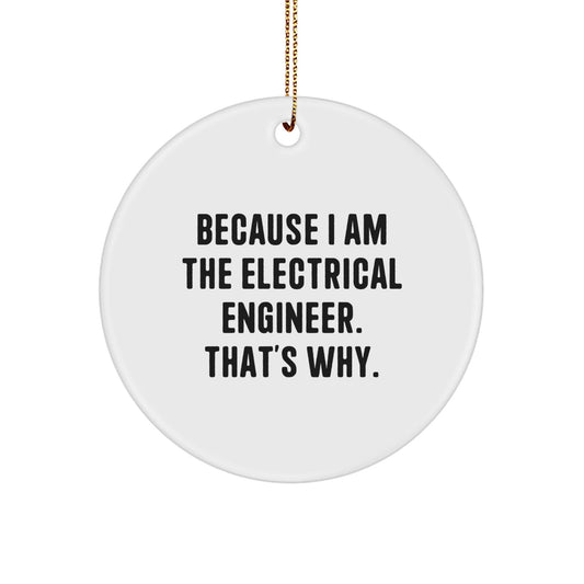 Funny Electrical Engineer Gifts from Men to Friends, Unique Circle Ornament for Christmas Unique Gifts, Inspirational Quote 'Because I Am The Electrical Engineer. That's Why.' - The Buy Boom