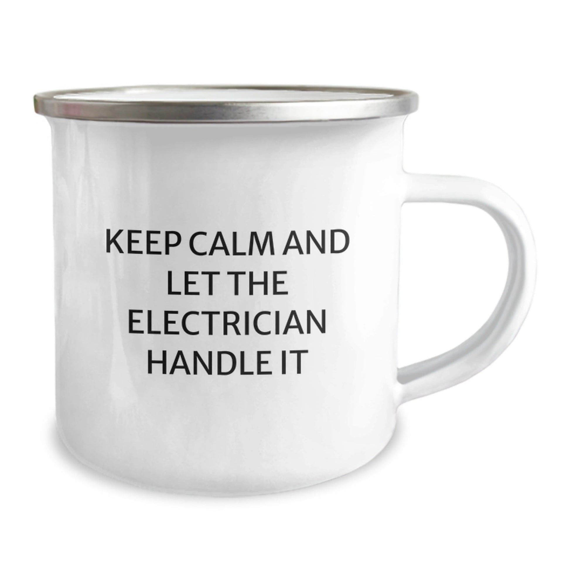 Funny Electrician Gifts from Men for Electrician Birthday Unique Presents - 'Keep Calm And Let The Electrician Handle It' Camping Mug - The Buy Boom