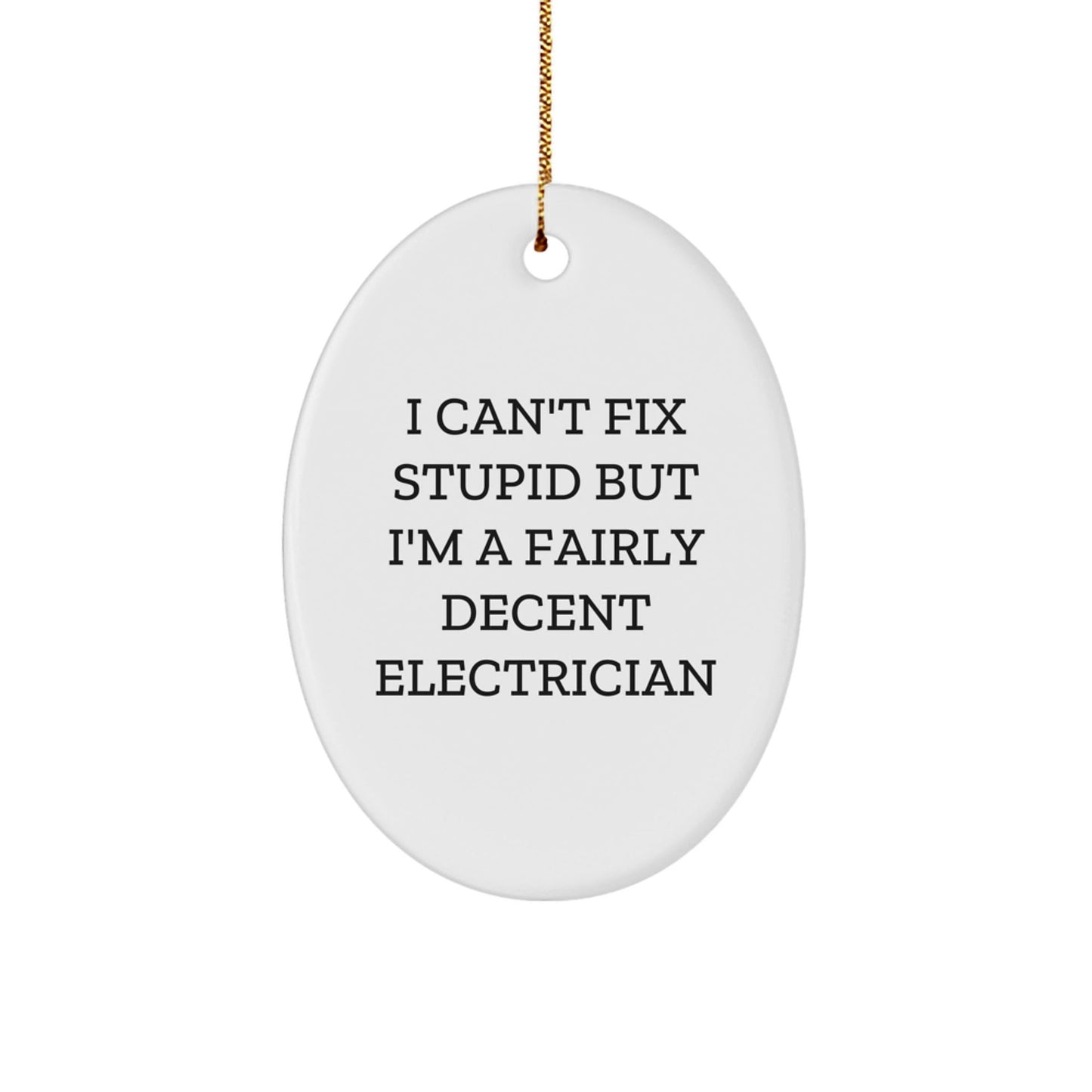 Funny Electrician Gifts from Men, Personalized Oval Ornament for Electrician Friends, I 'Can't Fix Stupid' Christmas Unique Gifts - The Buy Boom
