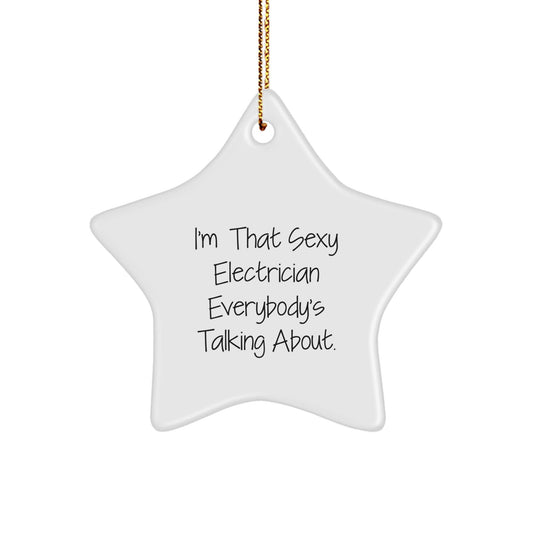 Funny Electrician Gifts from Men to Electrician Friends for Christmas Unique Ornaments Star Shaped MDF Decorations - The Buy Boom