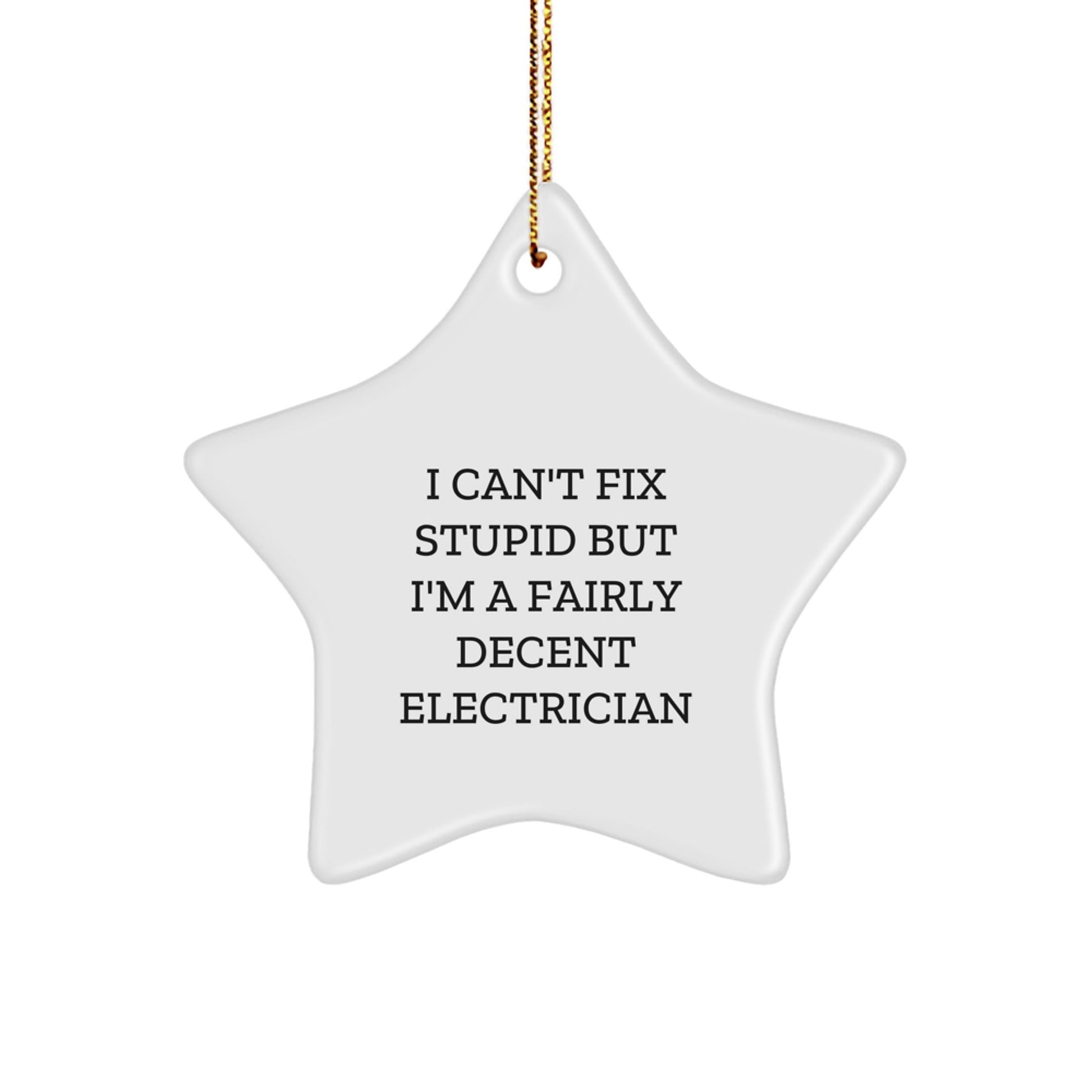 Funny Electrician Star Ornament Gifts from Friends and Family for Electrician Christmas Unique Decorations I Can't Fix Stupid - The Buy Boom