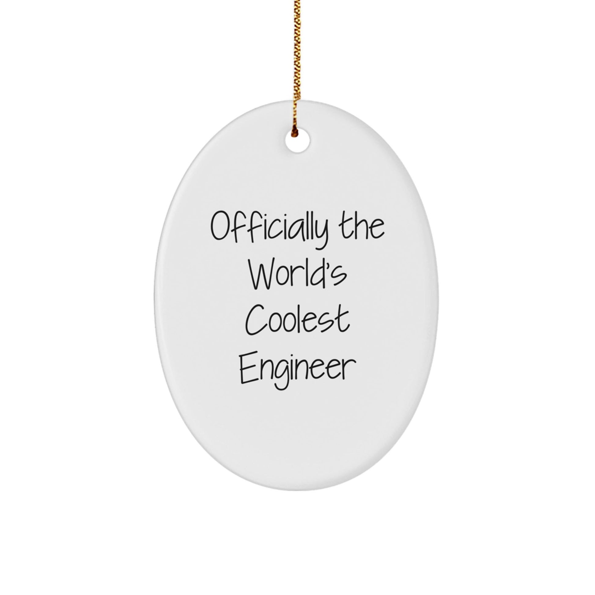 Funny Engineer Gifts for Friends, 'Officially The World's Coolest Engineer', Oval Ornament, White, Christmas Unique Gifts from Family - The Buy Boom