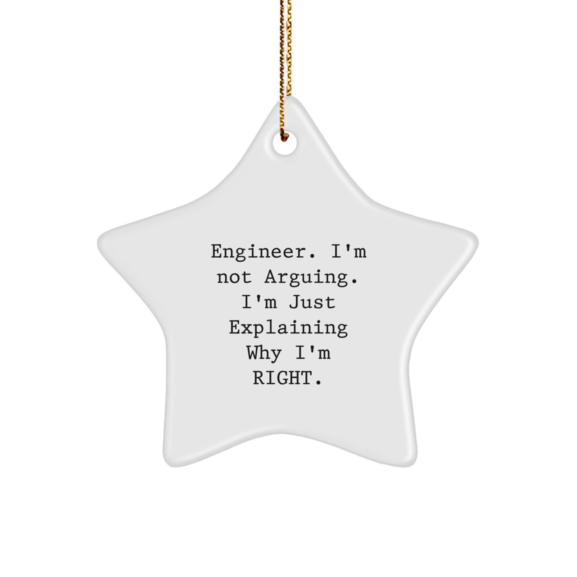 Funny Engineer Gifts for Men, Engineer Star Ornament with I'm Not Arguing. I'm Just Explaining Why I'm Right. Quote, Christmas Unique Gifts from Friends to Family - The Buy Boom