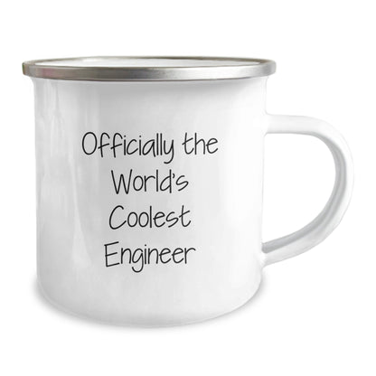 Funny Engineer Gifts from Friends, 'Officially The World's Coolest Engineer' Quote, 12 oz Stainless Steel Camping Mug for Engineer Graduation Unique Gifts - The Buy Boom