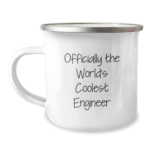 Funny Engineer Gifts from Friends, 'Officially The World's Coolest Engineer' Quote, 12 oz Stainless Steel Camping Mug for Engineer Graduation Unique Gifts - The Buy Boom