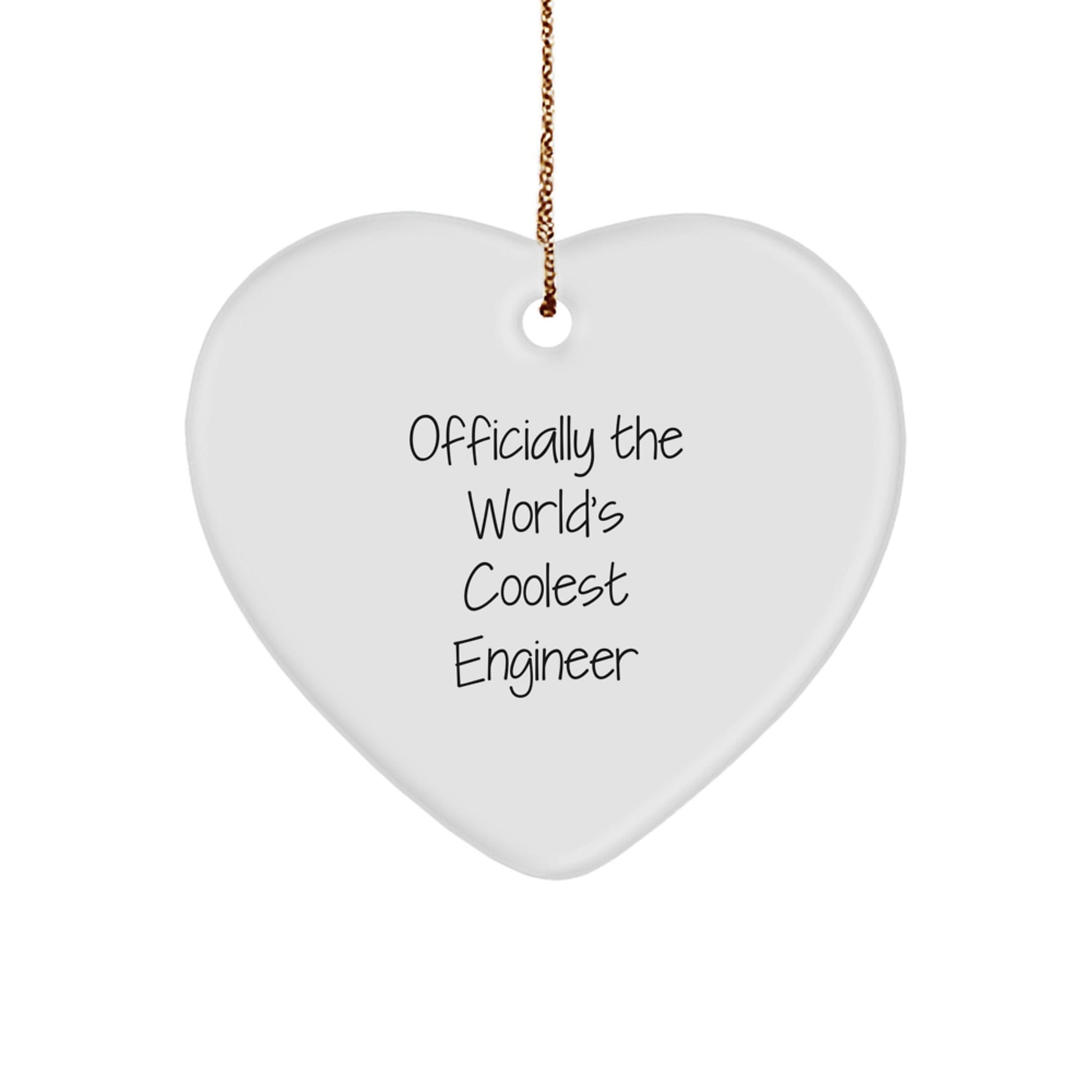 Funny Engineer Gifts - Heart Ornament for Christmas - 'Officially The World's Coolest Engineer' Quote, Gifts from Friends, for Engineer, Unique Christmas Unique Gifts for Men - The Buy Boom