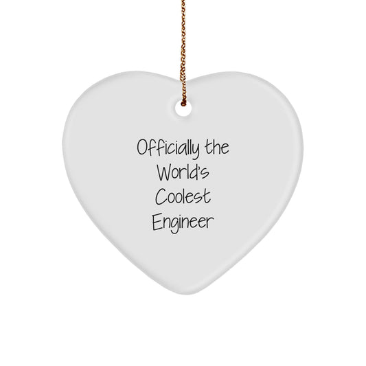Funny Engineer Gifts - Heart Ornament for Christmas - 'Officially The World's Coolest Engineer' Quote, Gifts from Friends, for Engineer, Unique Christmas Unique Gifts for Men - The Buy Boom