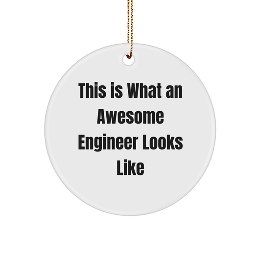 Funny Engineer Gifts - 'This Is What An Awesome Engineer Looks Like' Circle Ornament, White, Christmas Decorations for Men, Women, Coworkers, Family - The Buy Boom