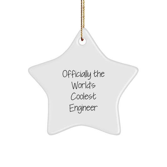 Funny Engineer Star Ornament, 'Officially The World's Coolest Engineer' Quote, Christmas Unique Gifts for Men, Women, or Friends - The Buy Boom