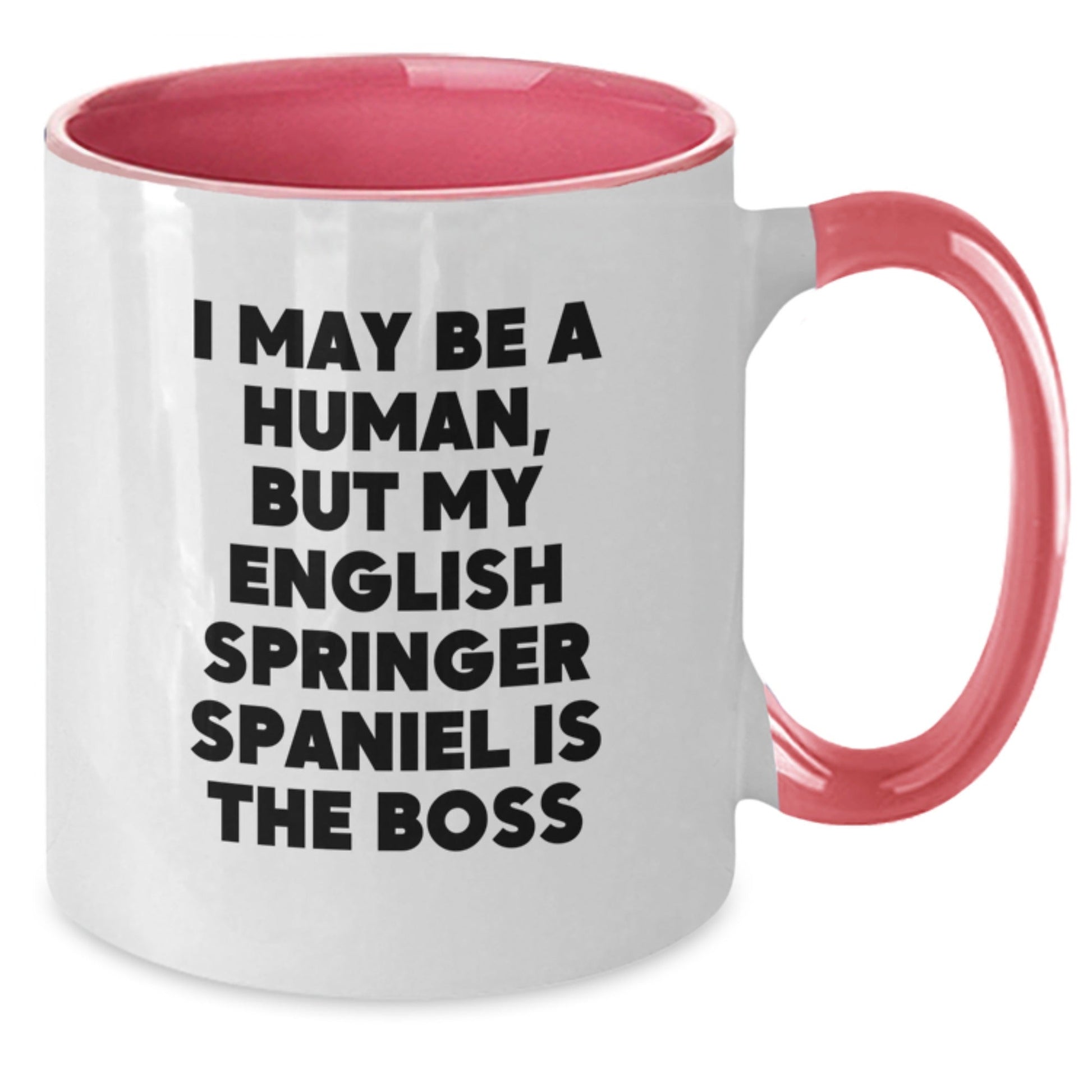 Funny English Springer Spaniel Dog Coffee Mugs Gifts from Friends for Birthday - I May Be A Human, But My English Springer Spaniel Is The Boss - The Buy Boom