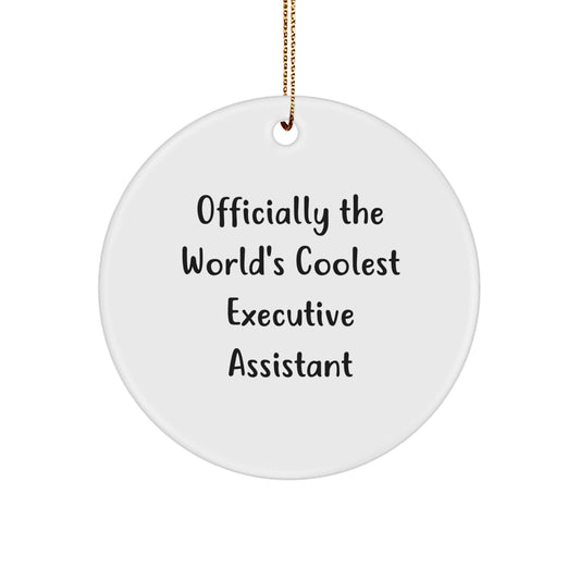 Funny Executive Assistant Gifts from Men to Office Assistants, Circle Ornament Officially The World's Coolest Executive Assistant, Christmas Unique Decorations - The Buy Boom