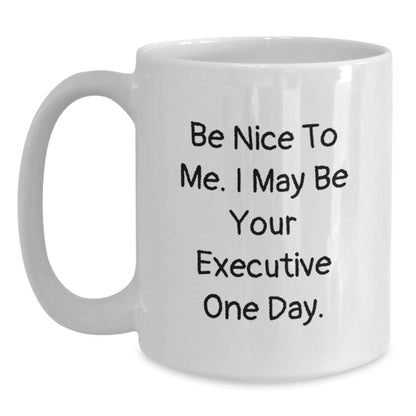 Funny Executive White Coffee Mugs Gifts from Friends for Executive Colleagues, Be Nice To Me One Day, Unique Christmas Unique Gifts - The Buy Boom