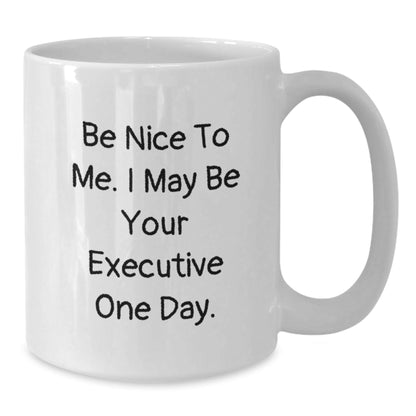 Funny Executive White Coffee Mugs Gifts from Friends for Executive Colleagues, Be Nice To Me One Day, Unique Christmas Unique Gifts - The Buy Boom