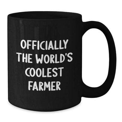 Funny Farm Gifts for Men, Officially The World's Coolest Farmer, Black Coffee Mug, Ideal Gift from Friends or Family for Christmas - The Buy Boom