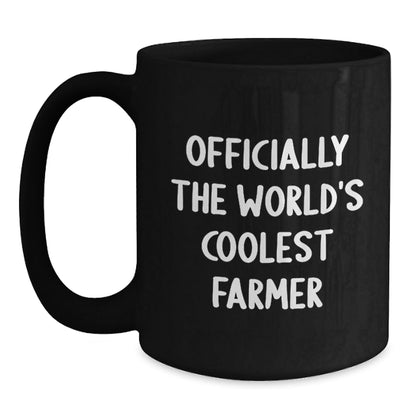 Funny Farm Gifts for Men, Officially The World's Coolest Farmer, Black Coffee Mug, Ideal Gift from Friends or Family for Christmas - The Buy Boom