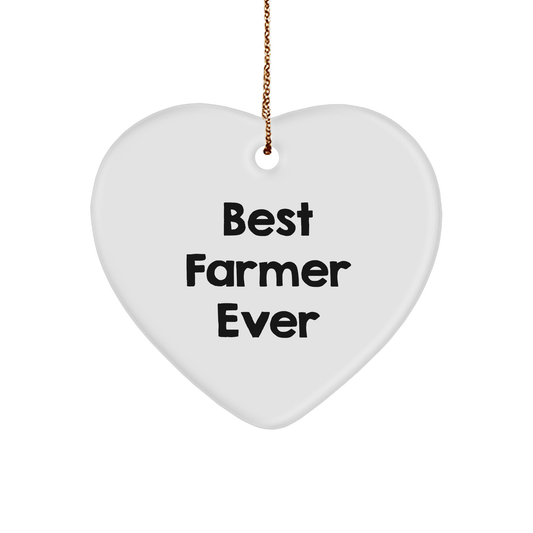 Funny Farmer Gifts: 'Best Farmer Ever' Heart Ornament, White, Heart Shaped, MDF, Sublimation, Christmas Unique Gifts from Friends to Family - The Buy Boom