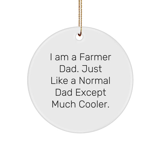 Funny Farmer Gifts for Men, 'I Am A Farmer Dad' Christmas Circle Ornament, Unique Gifts from Dad to Farmer - The Buy Boom
