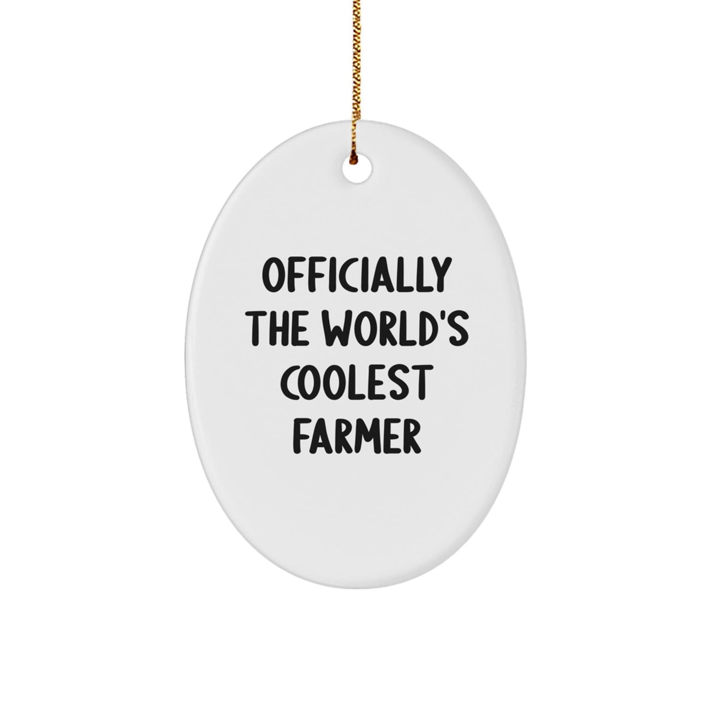 Funny Farmer Gifts for Men, 'Officially The World's Coolest Farmer' Oval Ornament, Christmas Unique Gift for Friends, Coworkers, Family - The Buy Boom