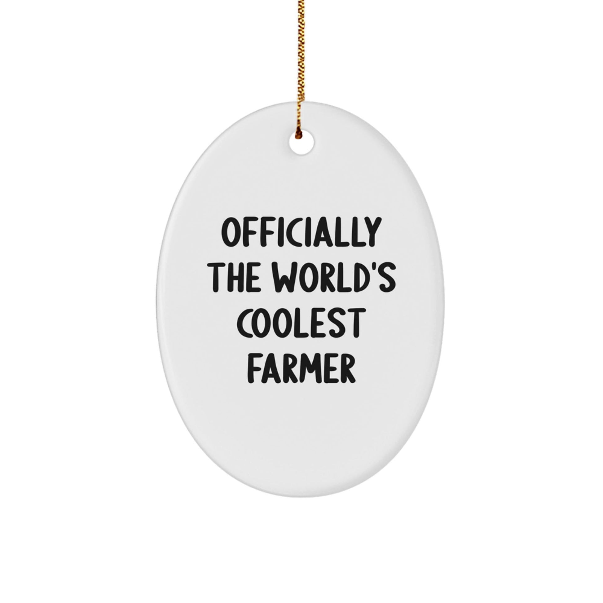 Funny Farmer Gifts for Men, 'Officially The World's Coolest Farmer' Oval Ornament, Christmas Unique Gift for Friends, Coworkers, Family - The Buy Boom
