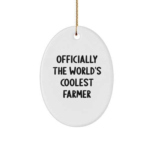 Funny Farmer Gifts for Men, 'Officially The World's Coolest Farmer' Oval Ornament, Christmas Unique Gift for Friends, Coworkers, Family - The Buy Boom