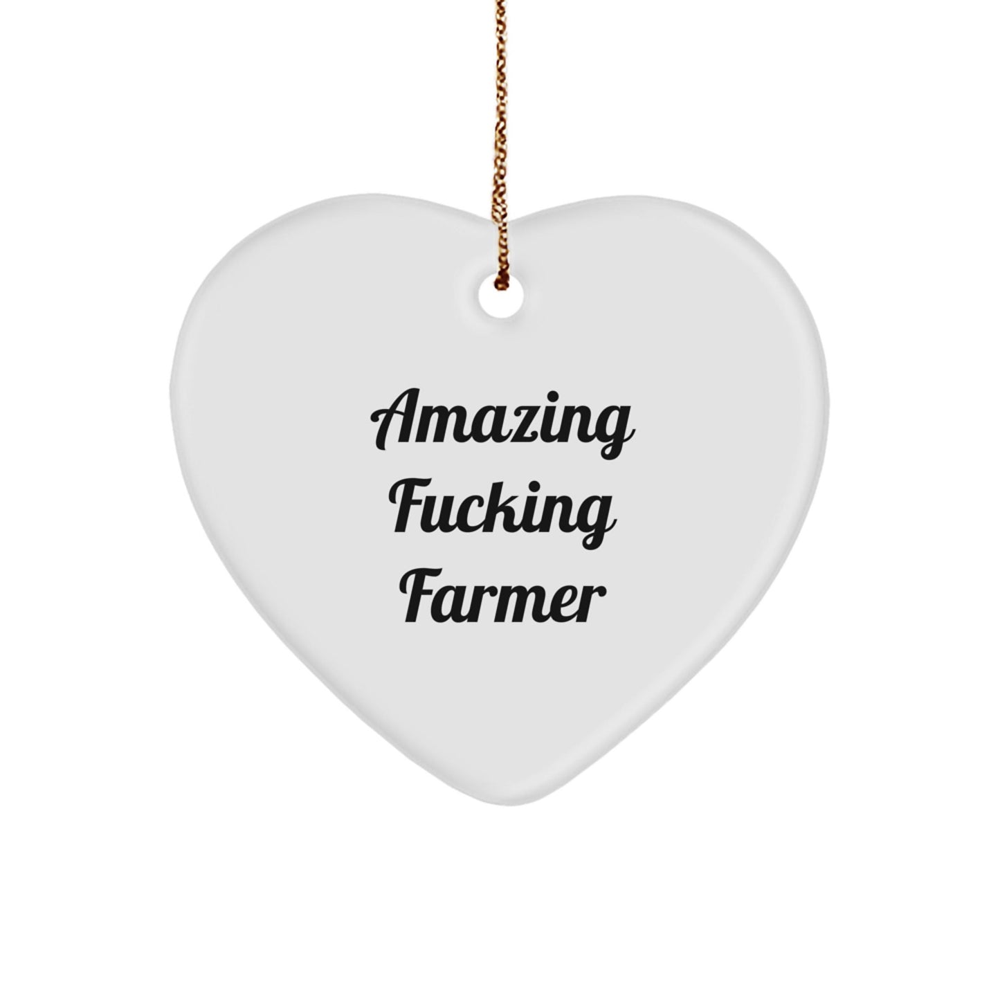 Funny Farmer Gifts from Friends - Amazing 'Funny F - king Farmer' Heart Ornament, White, Christmas Unique Gifts - The Buy Boom