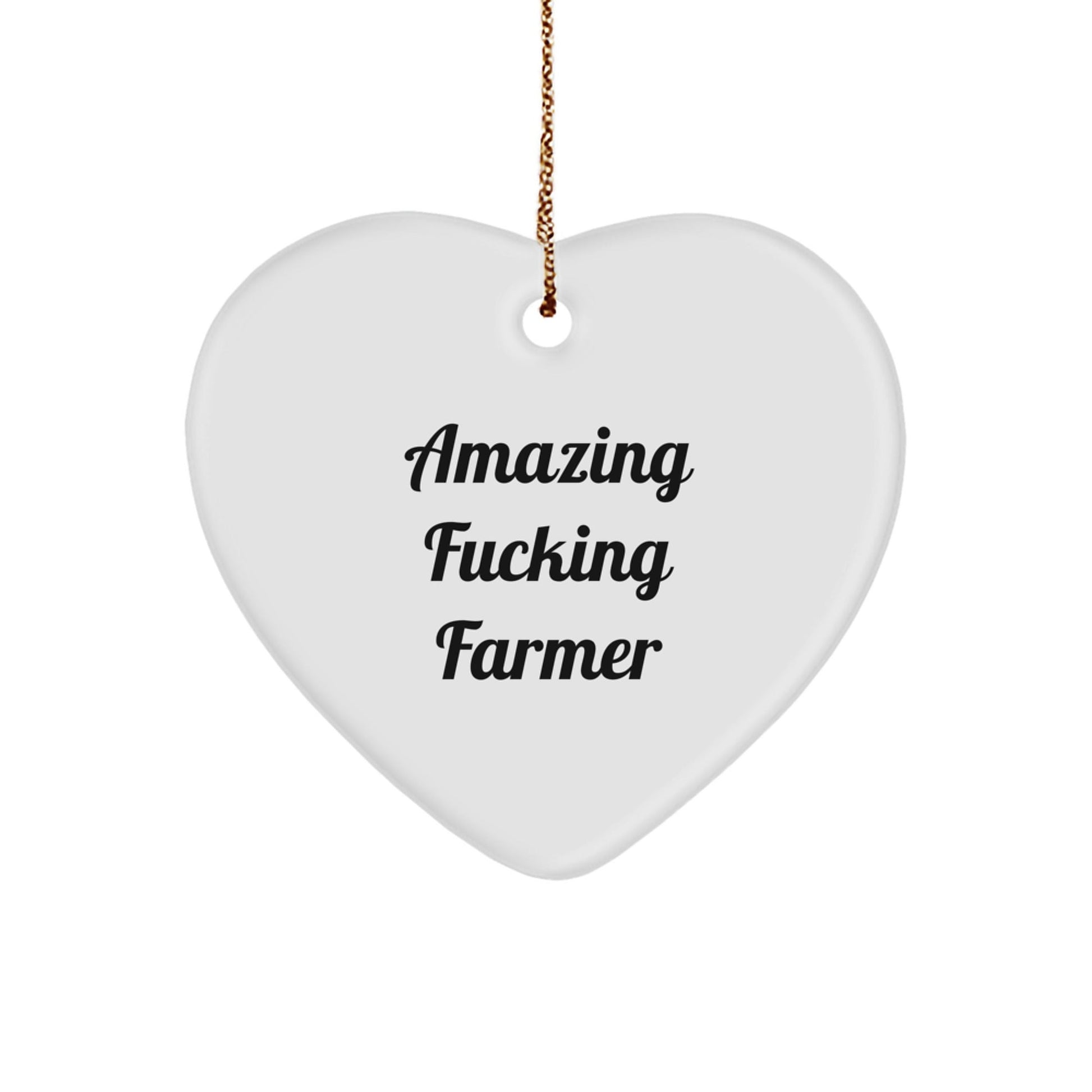 Funny Farmer Gifts from Friends - Amazing 'Funny F - king Farmer' Heart Ornament, White, Christmas Unique Gifts - The Buy Boom