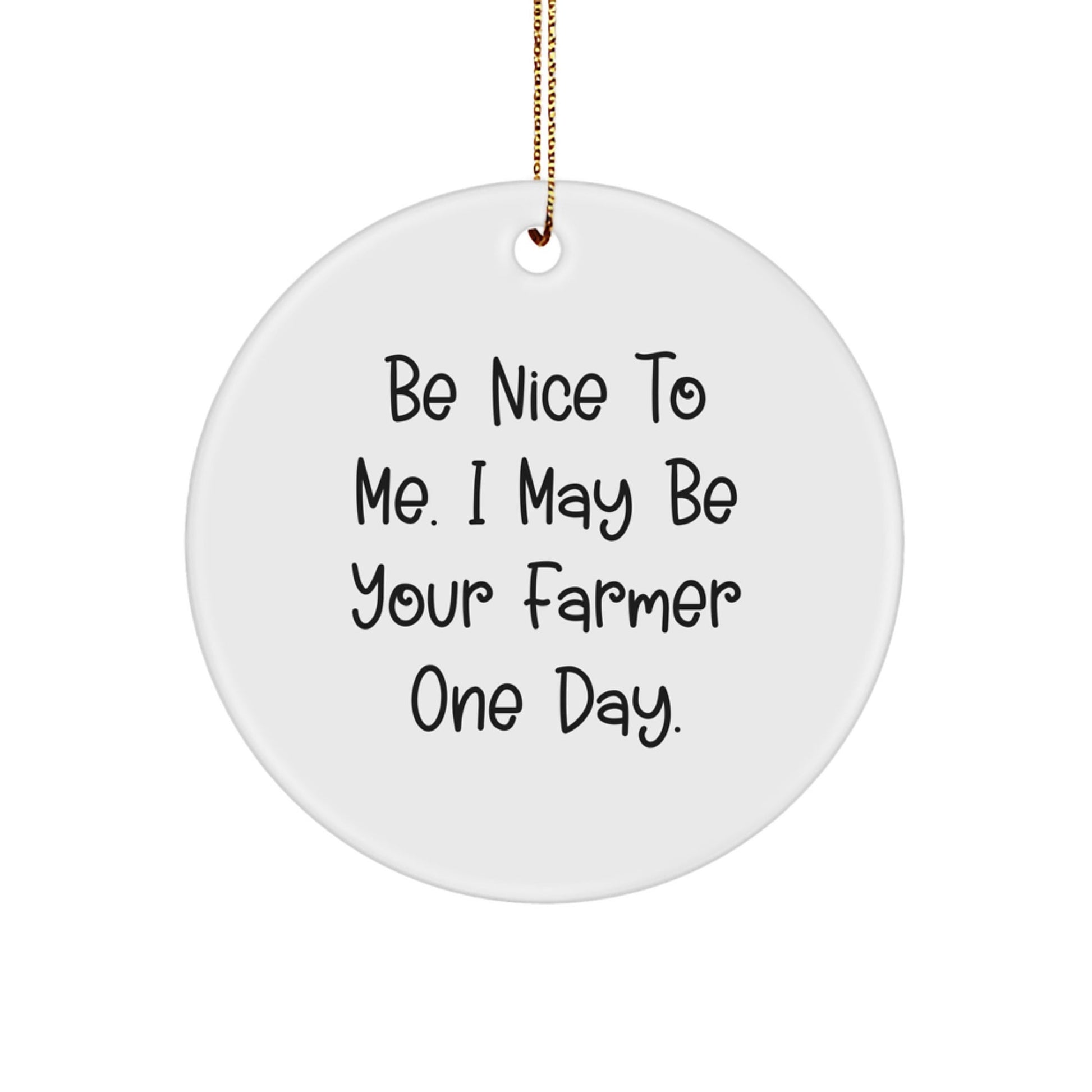 Funny Farmer Gifts from Friends and Family - 'Be Nice To Me', Circle Ornament for Christmas Unique Gifts - The Buy Boom